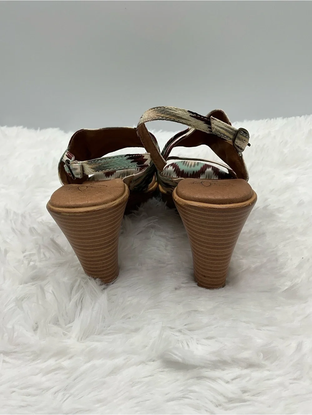 Umberto Raffini Wedge Size 37 (6.5) Multicolor Patterned Slingback Wedge Sandal
